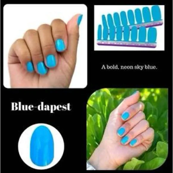 Color Street RETIRED BLUE-DAPEST Vibrant NEON BLUE Nail SET - Picture 8 of 8